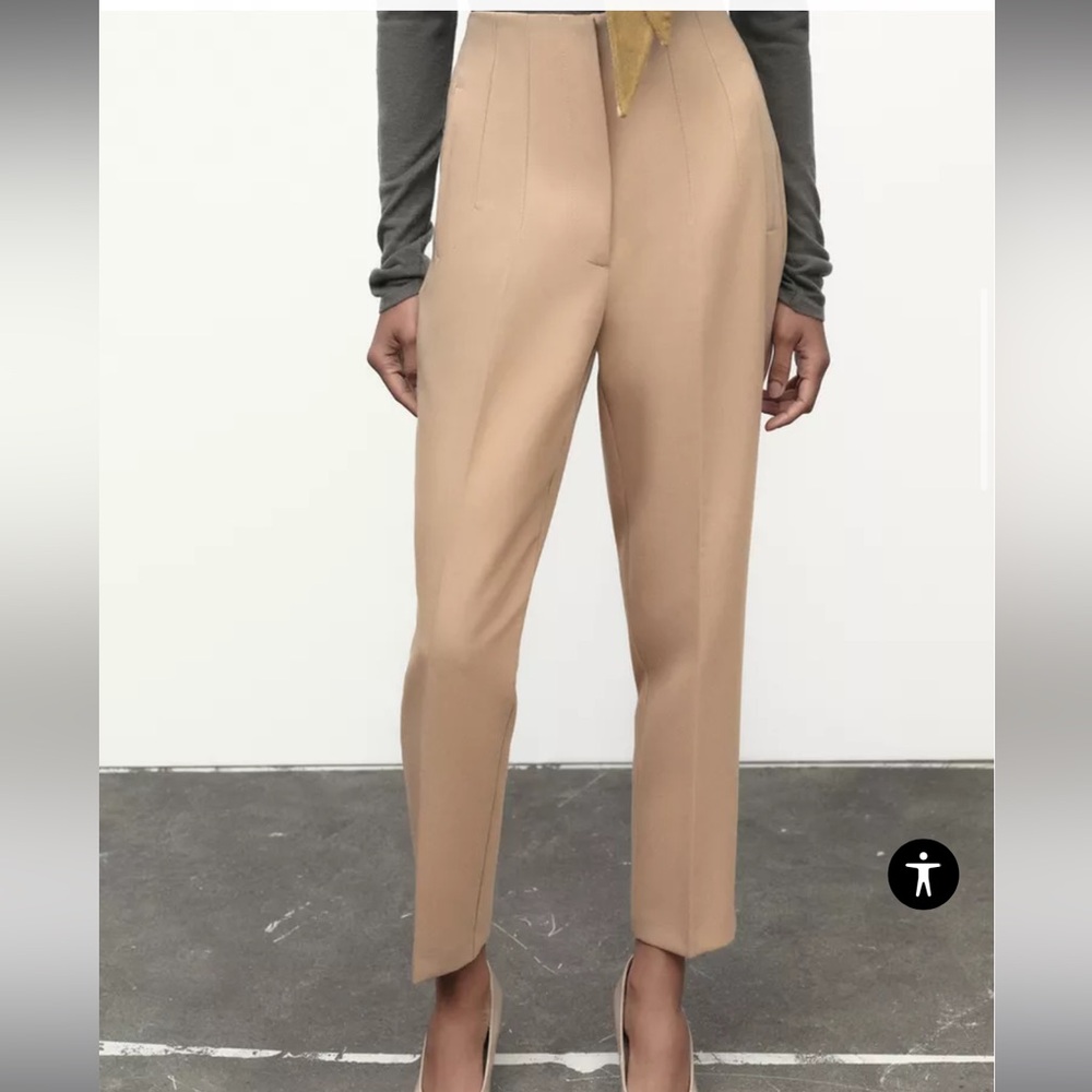 NWT Zara Pants with a High Waist in Taupe Brown